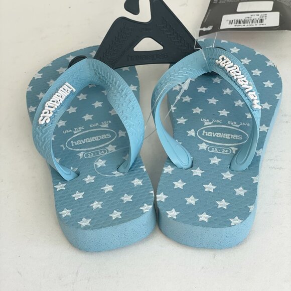 NWT Havaianas Kids Tiny Stars Flip Flops Blue Toddler Size 7/8 Thong Sandals Sum - Picture 4 of 8